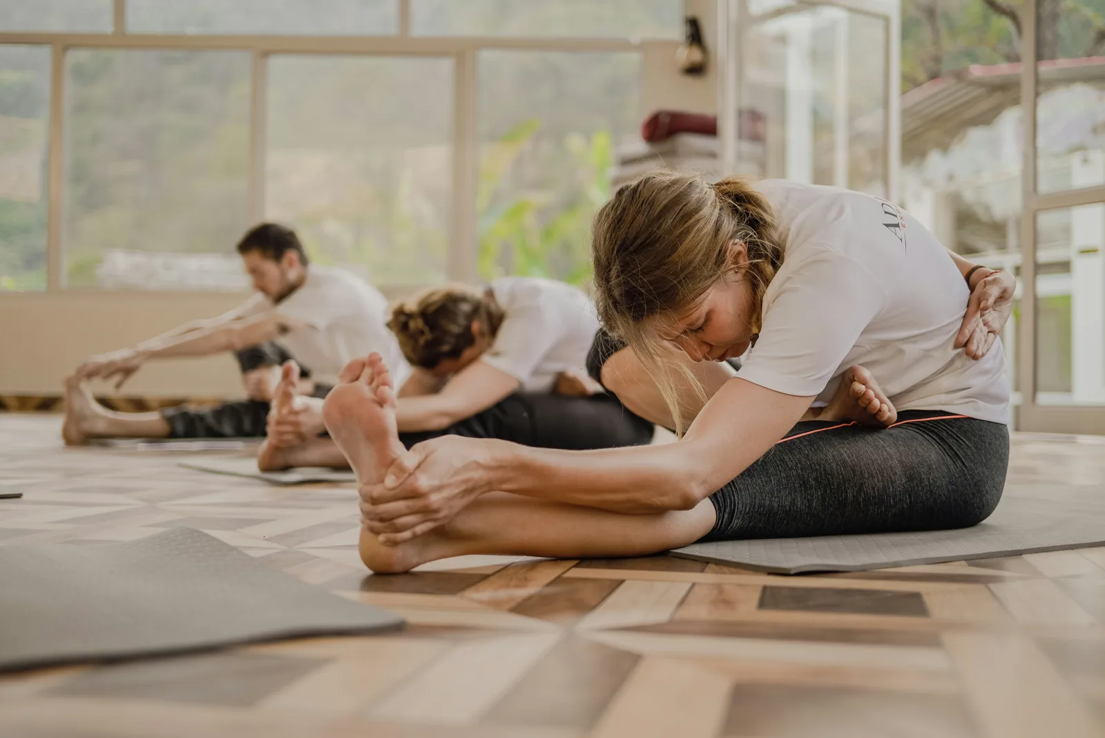 Corporate yoga class for employees at Atlanta office